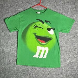 Vintage M&Ms Promo Graphic T Shirt Adult L Ms Green‎ Wink Y2K